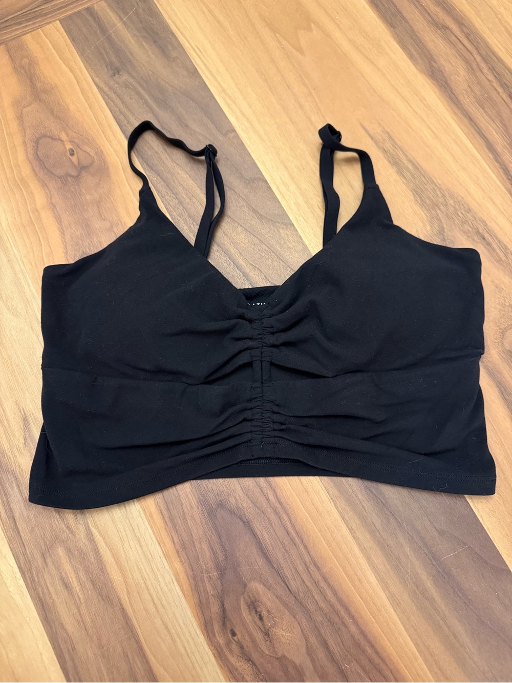 Athleta Black Ruched Front Tank Bralette